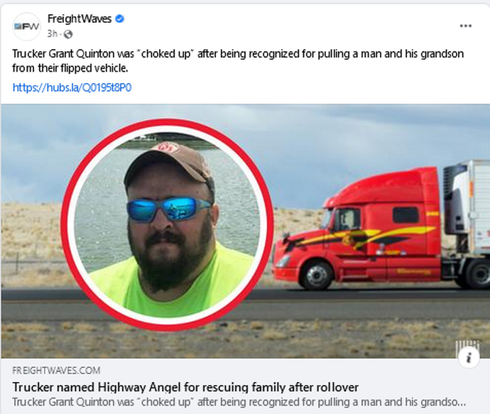 Trucker named Highway Angel for rescuing family after rollover